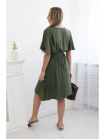 Šaty s vrstveným výstřihem khaki