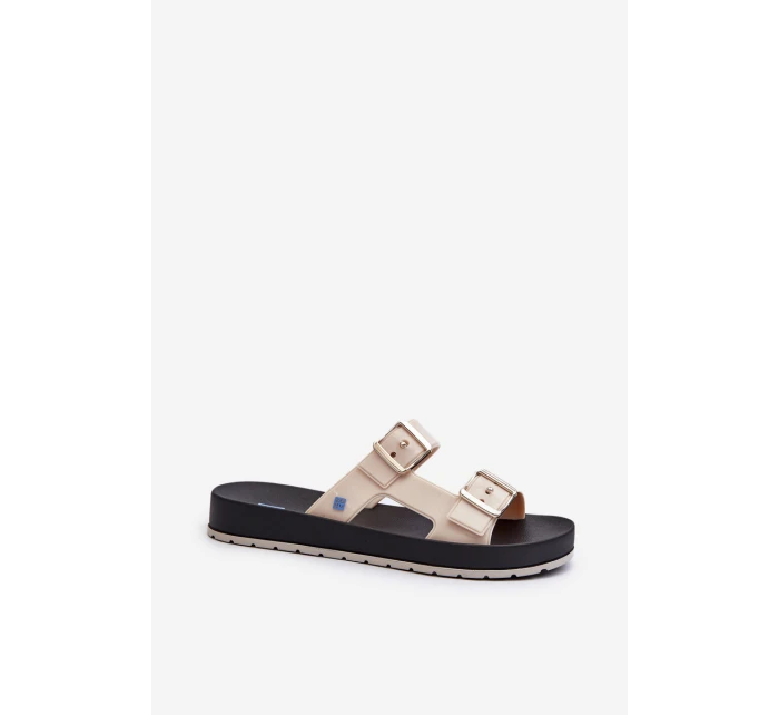 Dámské žabky na ploché podrážce model 21661882 Bežové - Zaxy