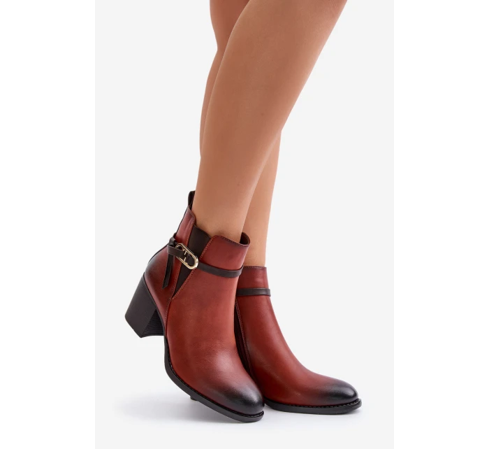 Dámské boty na podpatku s a páskem hnědé model 21674038 - Boto Dámské boty na podpatku s a páskem hnědé model 21674038 - Boto