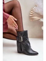Boty Na Klínu S Svrškem A Přezkou Černé model 21679515 - Boto Boty Na Klínu S Svrškem A Přezkou Černé model 21679515 - Boto