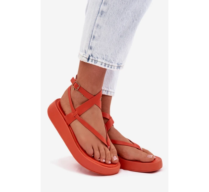 Dámské žabky na platformě oranžové model 22038427 - Boto