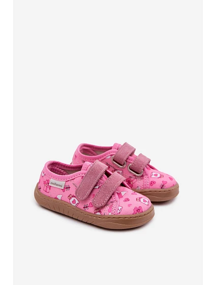 Dětské dívčí barefoot pantofle Růžové model 22100987 - Milami