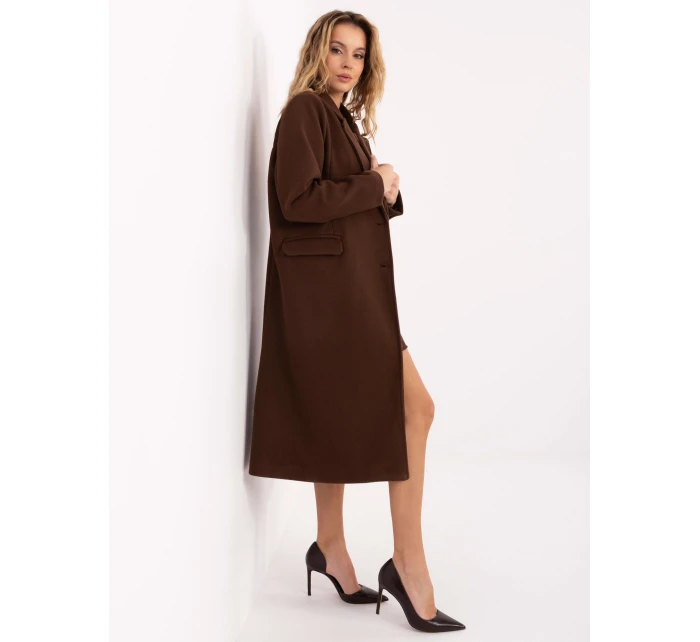 Płaszcz IT PL model 21755231 ciemny brązowy - FPrice Płaszcz IT PL model 21755231 ciemny brązowy - FPrice