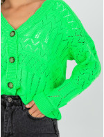 Fluo zelený prolamovaný letní svetr s knoflíky RUE PARIS