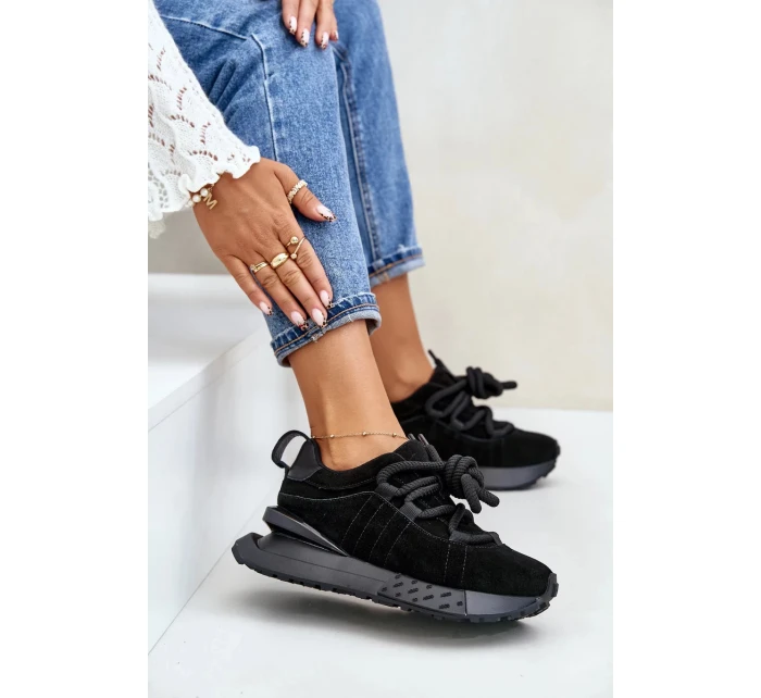 Semišové Dámské Tenisky Na Platformě S Tlustým Šněrováním Artiker Černé Semišové Dámské Tenisky Na Platformě S Tlustým Šněrováním Artiker Černé