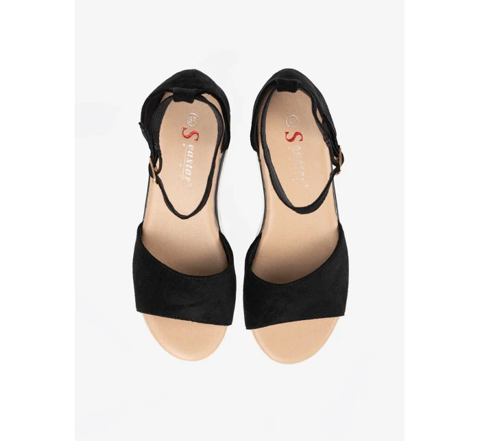 Exkluzívní černé dámské  sandály na klínku