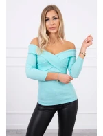 Halenka s model 21753072 výstřihem mátová - K-Fashion Halenka s model 21753072 výstřihem mátová - K-Fashion