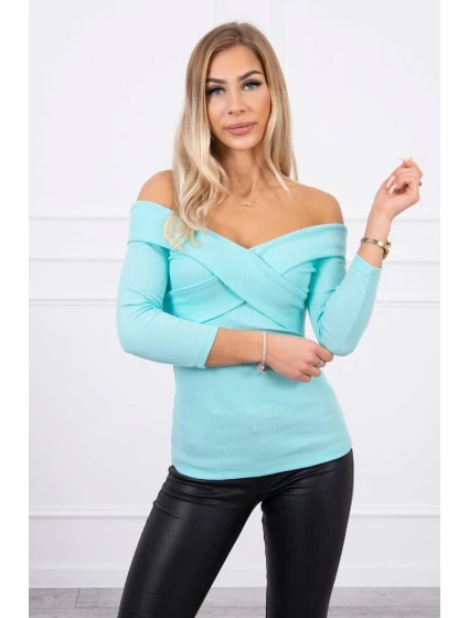 Halenka s model 21753072 výstřihem mátová - K-Fashion Halenka s model 21753072 výstřihem mátová - K-Fashion