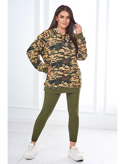 3dílná souprava top a legíny khaki + béžová model 18970347 - K-Fashion 3dílná souprava top a legíny khaki + béžová model 18970347 - K-Fashion