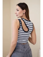 Dámský pruhovaný žebrovaný top bez rukávů s výstřihem tmavě modrá Dámský pruhovaný žebrovaný top bez rukávů s výstřihem tmavě modrá