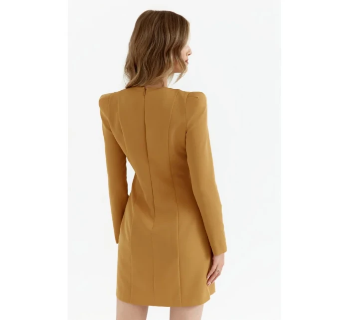 M755 Šaty s modelujícím prošíváním - skořicové