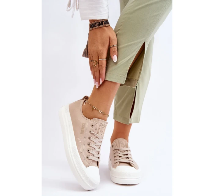 Nízké šněrovací tenisky Big Star LL274969 Béžové Nízké šněrovací tenisky Big Star LL274969 Béžové