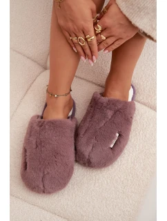 Dámské huňaté pantofle – tmavě fialové Belinna