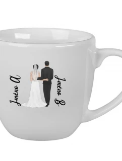 Personalizovaný keramický hrnek 400 ml s novomanželským párem