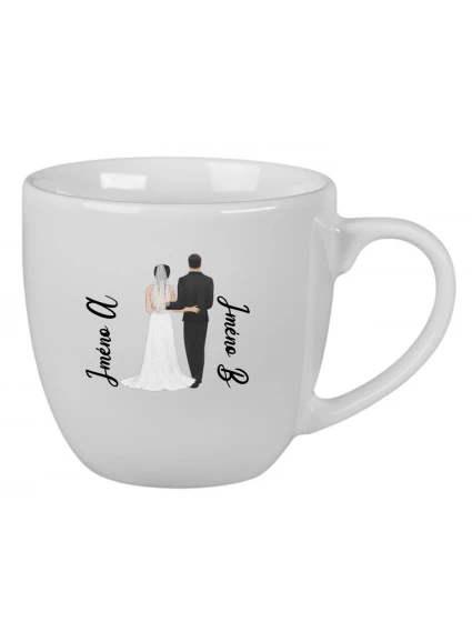 Personalizovaný keramický hrnek 400 ml s novomanželským párem Personalizovaný keramický hrnek 400 ml s novomanželským párem