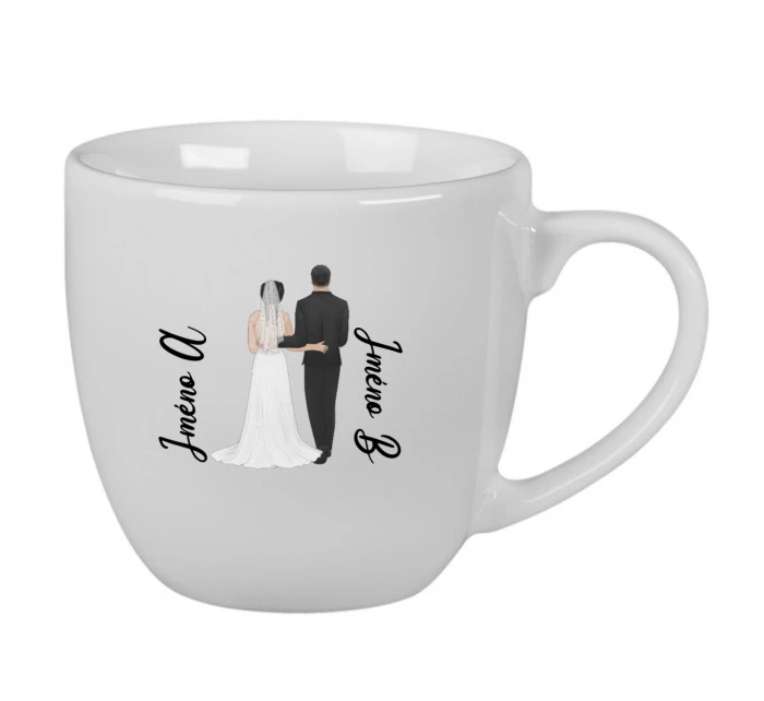 Personalizovaný keramický hrnek 400 ml s novomanželským párem Personalizovaný keramický hrnek 400 ml s novomanželským párem