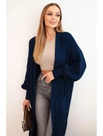 Dlouhý kardigan model 21722982 svetr tmavě modrý - Kesi Dlouhý kardigan model 21722982 svetr tmavě modrý - Kesi