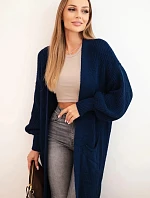 Dlouhý kardigan 34855 svetr tmavě modrý - Kesi