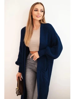 Dlouhý kardigan model 21722982 svetr tmavě modrý - Kesi