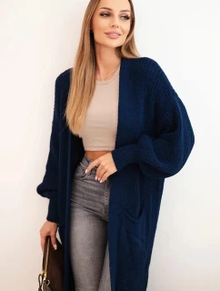 Dlouhý kardigan 34855 svetr tmavě modrý - Kesi