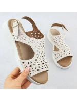 Dámské vyvýšené krémové ažurové sandály Sergio Leone SK-850 Dámské vyvýšené krémové ažurové sandály Sergio Leone SK-850