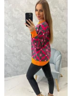 Svetr s geometrickým motivem fuchsiový