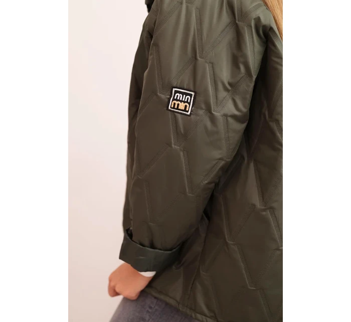 Dámská prošívaná bunda s kapucí khaki