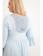 Dámské šaty Plus Size z viskózy s ažurovým zdobením modrá Dámské šaty Plus Size z viskózy s ažurovým zdobením modrá