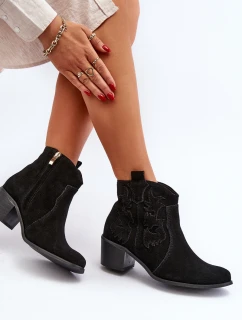 Zazoo 3426 Dámské Semišové Botky Kowbojky Černé
