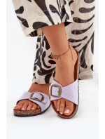 Dámské Pantofle S Přezkou Na Korek Plošině Fialové Zavira Dámské Pantofle S Přezkou Na Korek Plošině Fialové Zavira