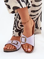 Dámské Pantofle S Přezkou Na Korek Plošině Fialové Zavira