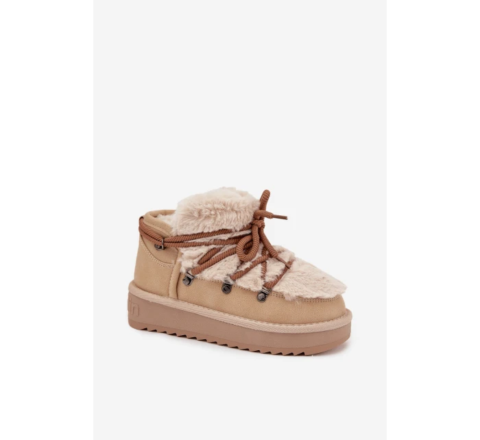 Dětské a mládežnické sněhule s kožešinou D Franklin DFSH370011 Béžové