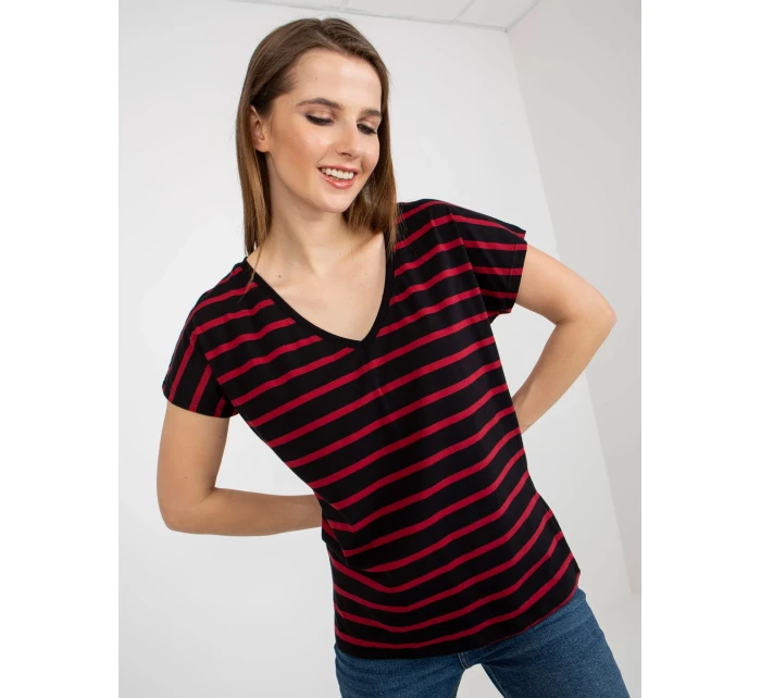 Dámské tričko RV TS 8567.26 černá a červená - FPrice Dámské tričko RV TS 8567.26 černá a červená - FPrice