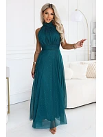 – dlouhé šaty s detailem a střihem – zelené model 22297218 - numoco basic – dlouhé šaty s detailem a střihem – zelené model 22297218 - numoco basic