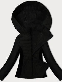 Černá dámská bunda z různých spojených materiálů model 21098285 - J.STYLE