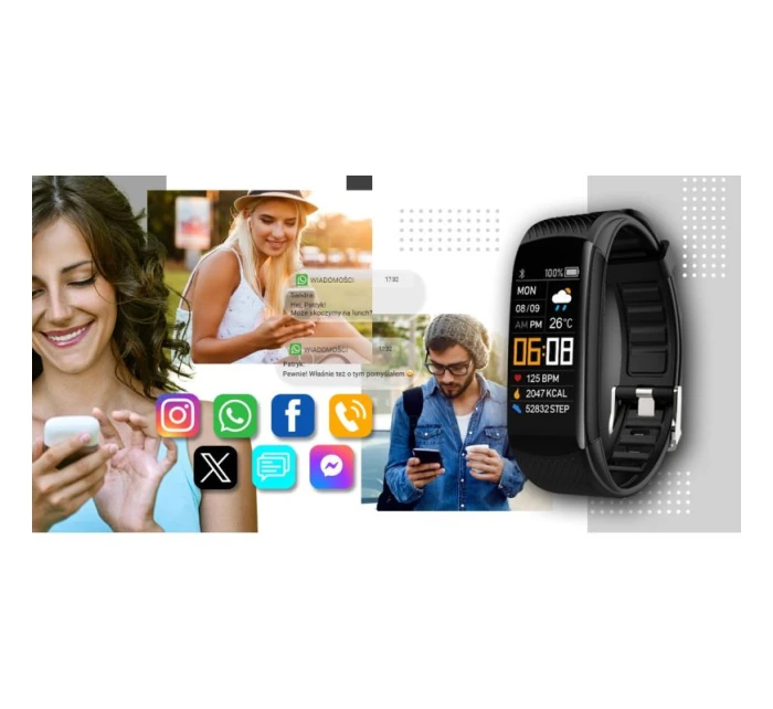 GIEWONT Smartwatch Black and White 2 Stripes GW200-2 GIEWONT Smartwatch Black and White 2 Stripes GW200-2