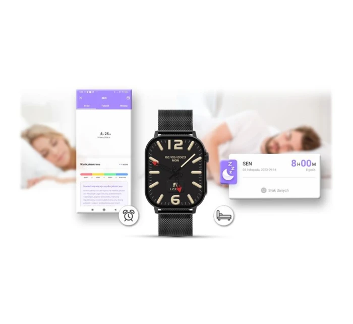 Chytré hodinky Gravity GT15-3 Červený silikonový řemínek + černý náramek