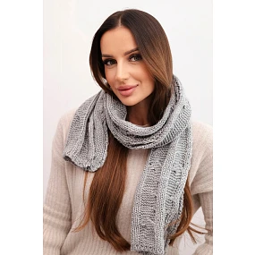 Dámský klasický pletený vlněný šátek model 21876041 šedý - K-Fashion