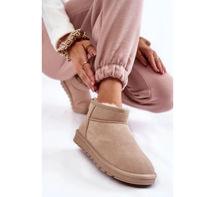Dámské semišové nízké boty do sněhu Světle béžová model 21601968 - Boto Dámské semišové nízké boty do sněhu Světle béžová model 21601968 - Boto