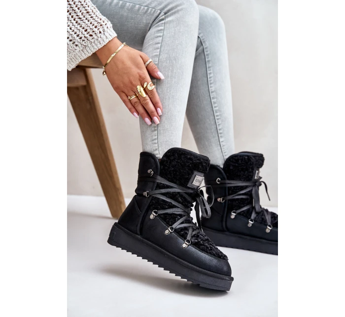 Voděodolné sněhové boty na platformě veganské D.Franklin DFSH370004 černé