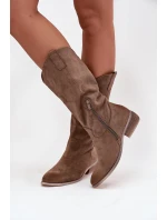 Kovbojky Na Nízkém Podpatku Z Eko Tmavě Béžové model 21747803 - Boto
