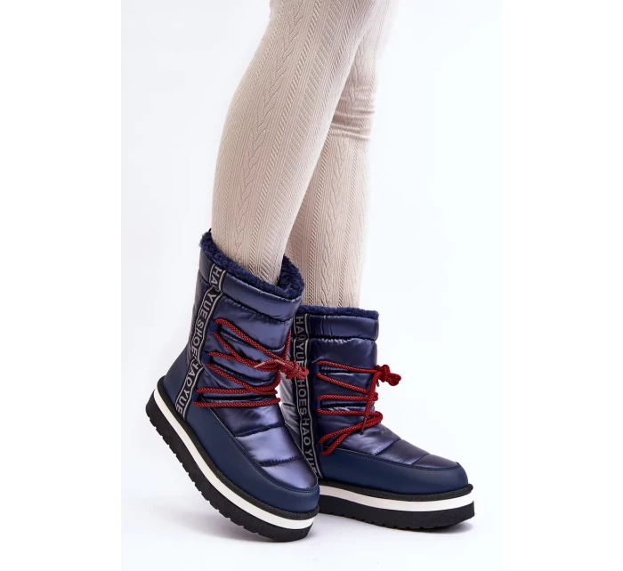 Dámské sněhule s tkaničkami, tmavě modrá Lilara Dámské sněhule s tkaničkami, tmavě modrá Lilara