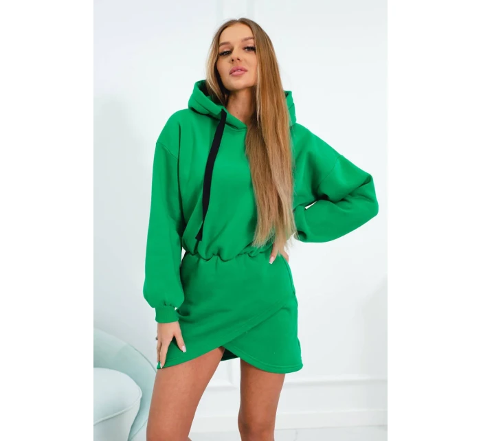 Zateplené šaty s obálkovým dnem světle zelené