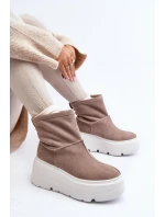 Kožené Dámské Boty Na Podpatku S Pásky  Bežové model 21644286 - Zazoo