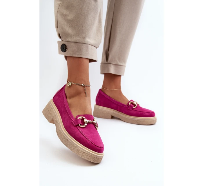 Zazoo 3429 Semišové Dámské Mokasíny S Ozdobou Fuksie