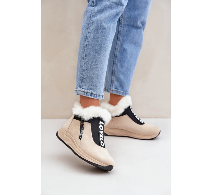 Dámské Botky S Kožešinou Béžové model 21680798 - Boto