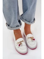 Kožené Elegantní Mokasíny Na Plochém Podpatku model 21686133 Bílé - S.Barski