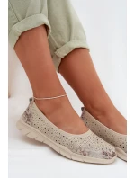 Kožené krajkové baleríny model 22027787 béžové - S.Barski Kožené krajkové baleríny model 22027787 béžové - S.Barski