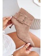 Dámské Kotníkové Boty Na Jehlovém Podpatku S Ozdobnou Přezkou Béžové Nirilis Dámské Kotníkové Boty Na Jehlovém Podpatku S Ozdobnou Přezkou Béžové Nirilis