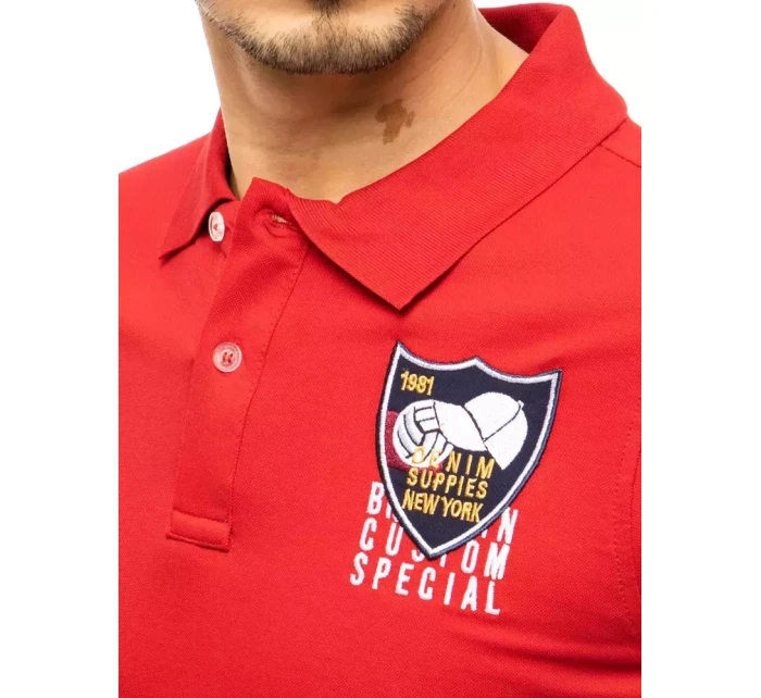 FashionStreet červené vyšívané polo tričko PX0390